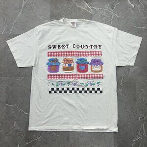 Vintage Sweet Country Shirt Mens 2XL White Graphic Jam Jar Country Farm 90s Tee